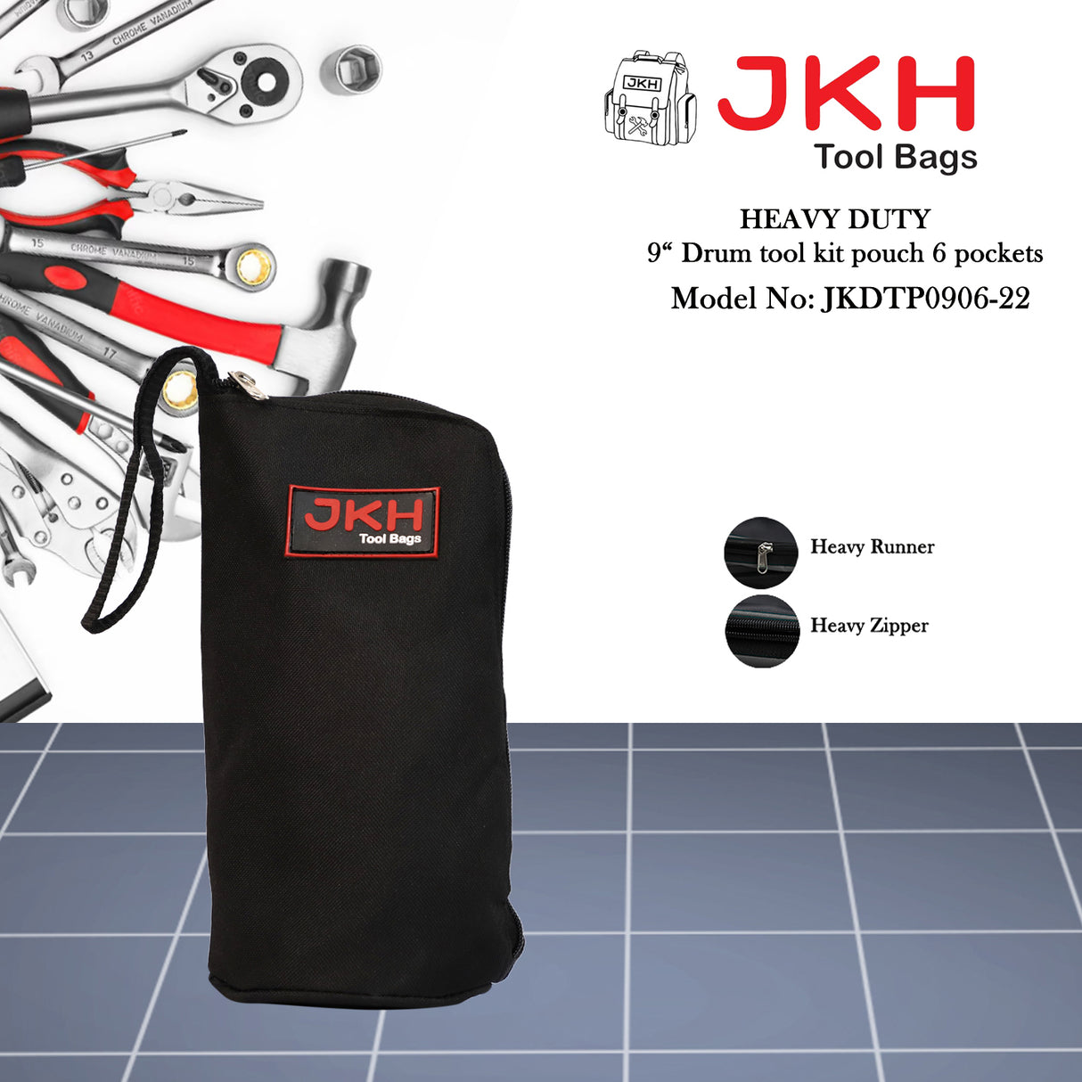 Drum tool kit pouch 6 pockets