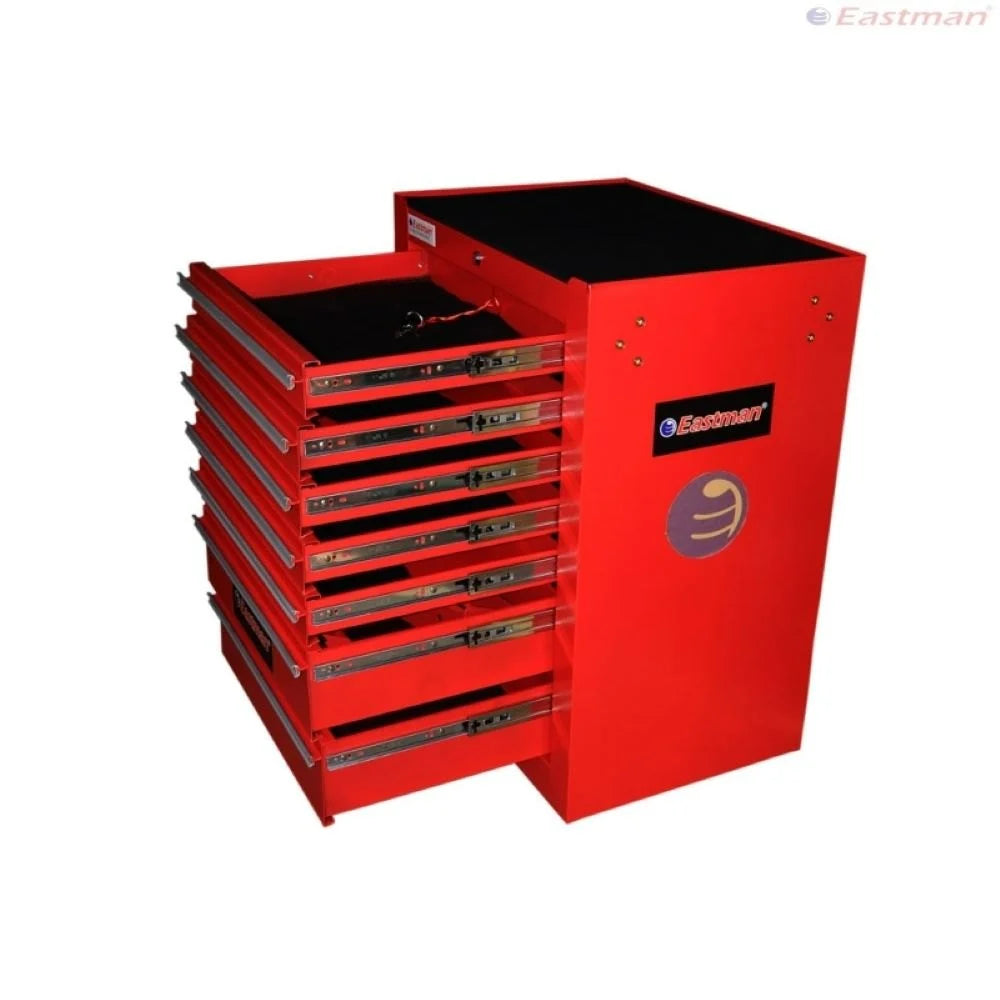 Red tool chest with multiple drawers