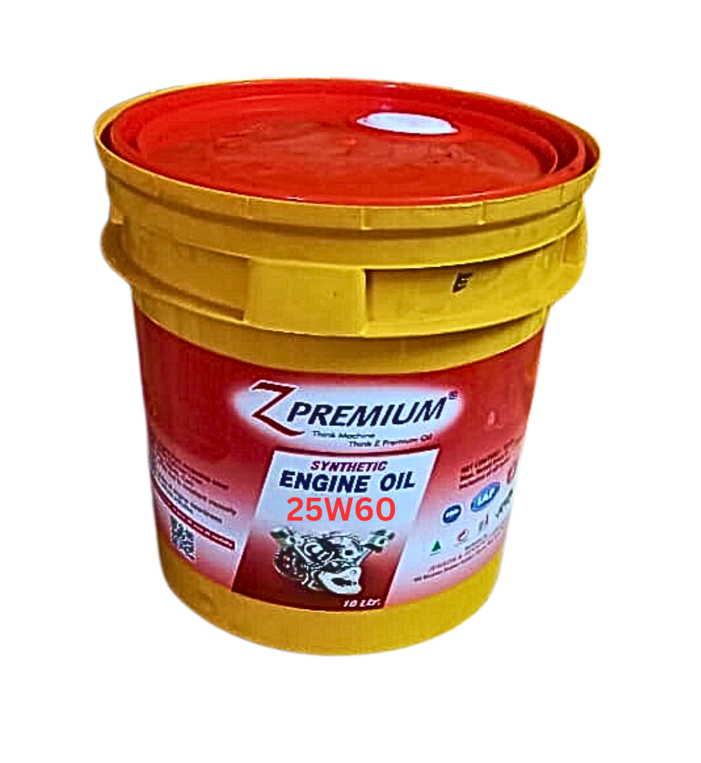 Yellow and red bucket of Z Premium synthetic engine oil