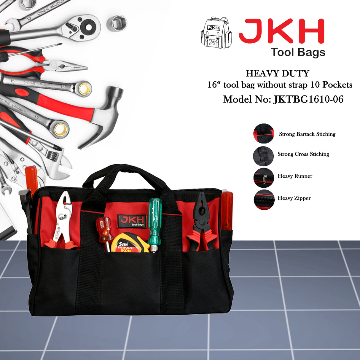 16" Tool bag without strap 10 pockets