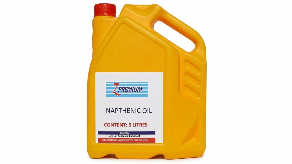 Yellow oil container with a label