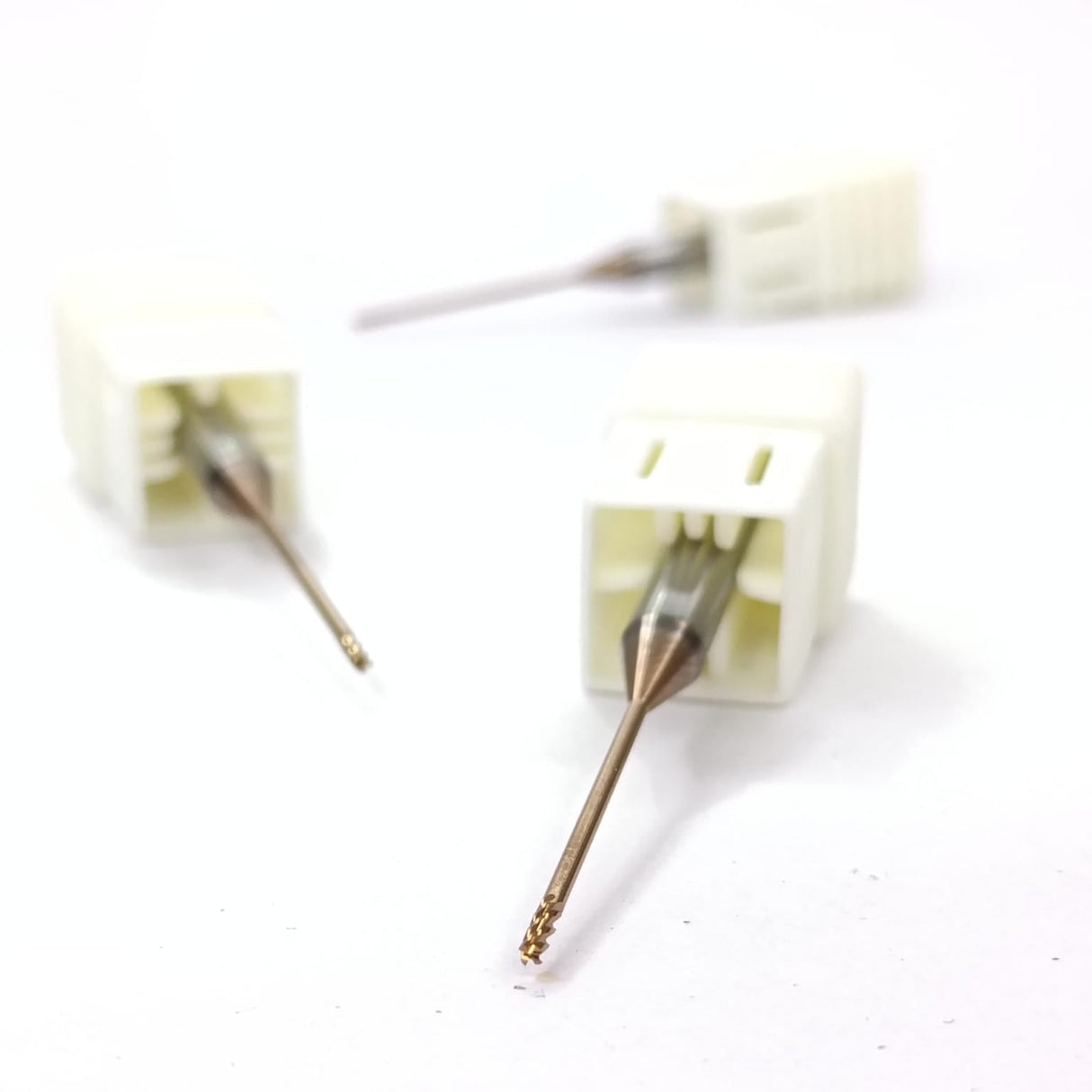 Close-up of small metal drill bits