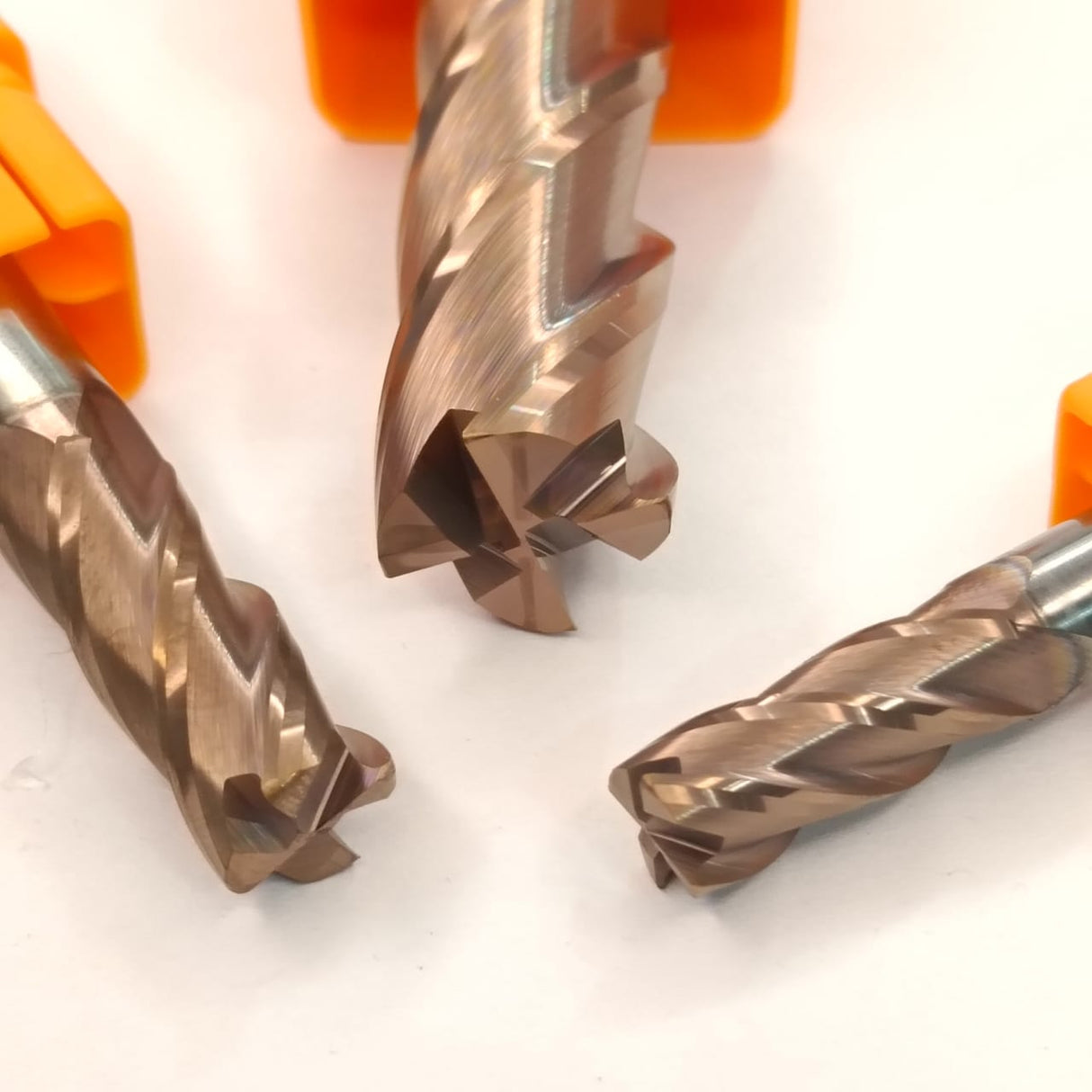 Three metal drill bits