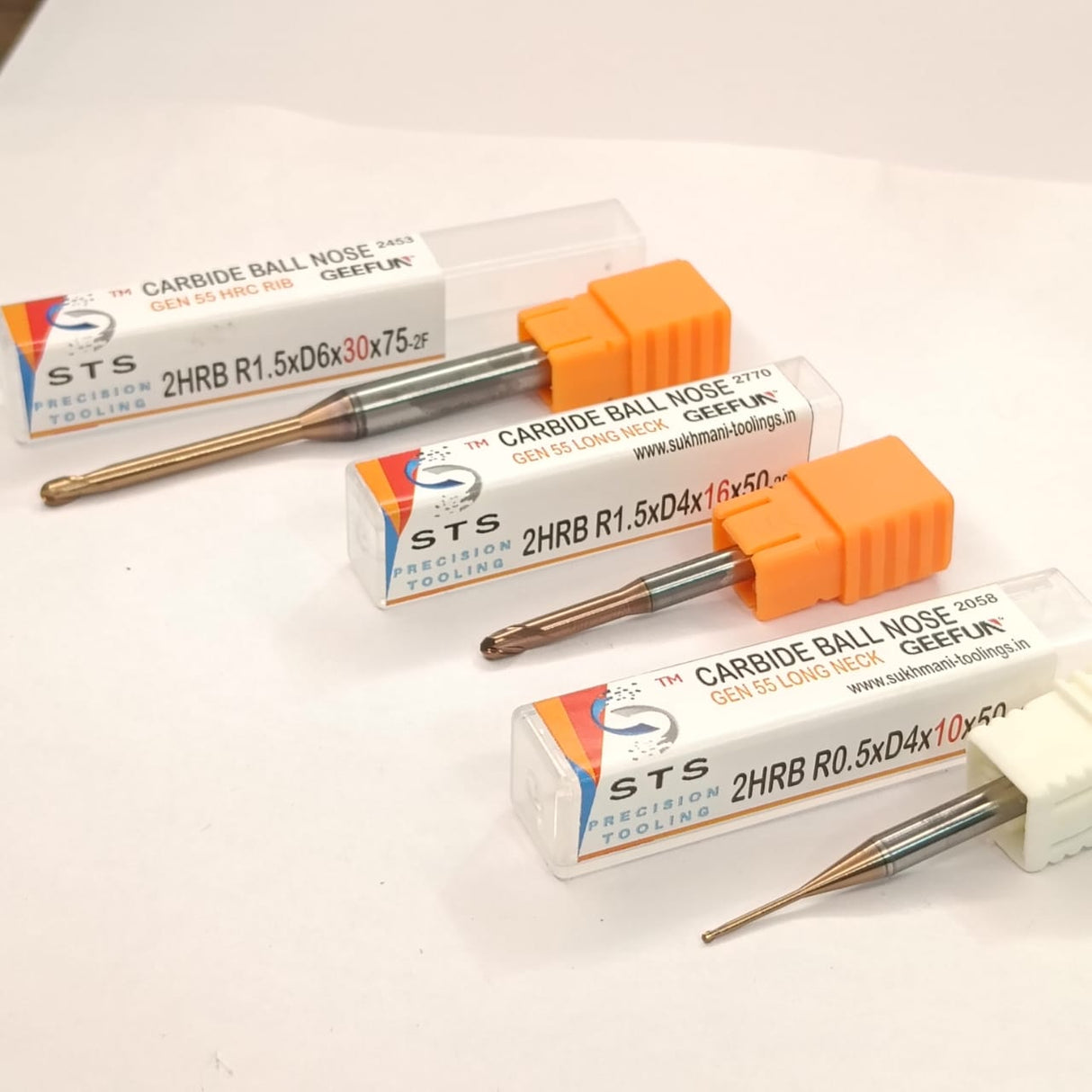 Three carbide ball nose tools