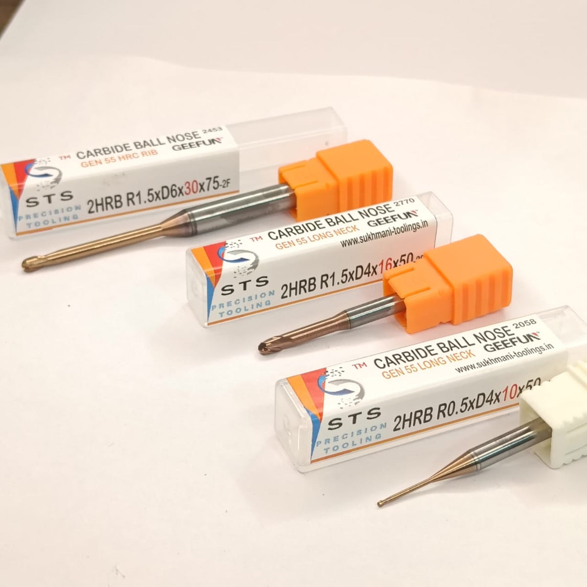 Three carbide ball nose tools