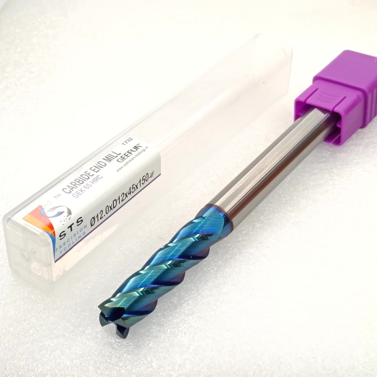 CNC milling tool with a purple handle