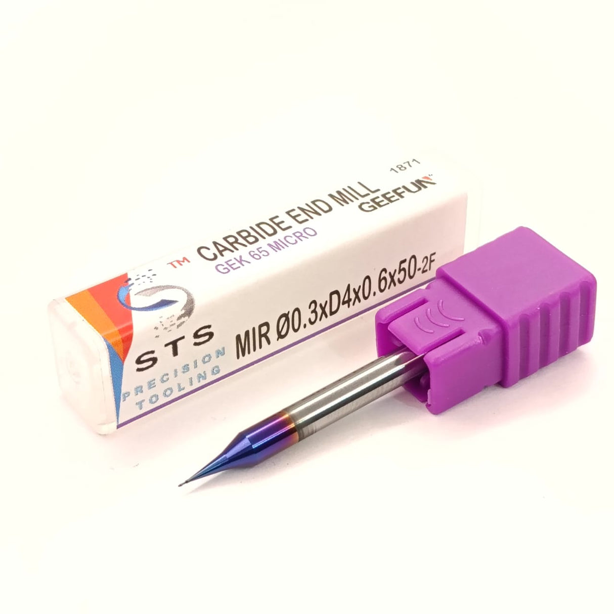 Carbide end mill with purple handle