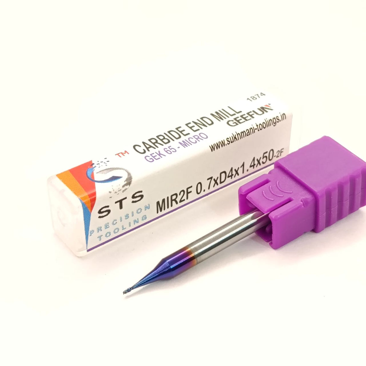 Carbide end mill with purple handle