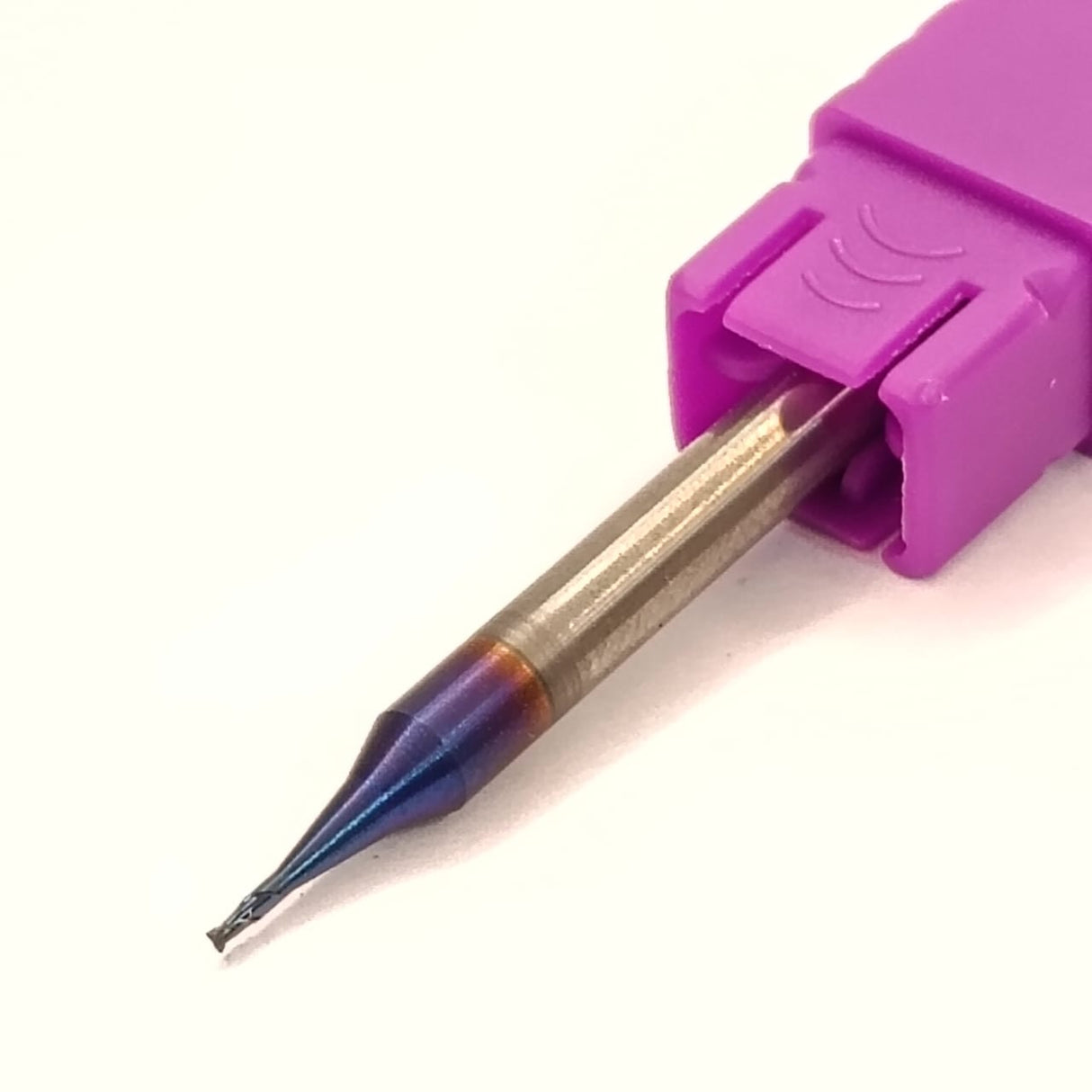 Metal drill bit with purple handle