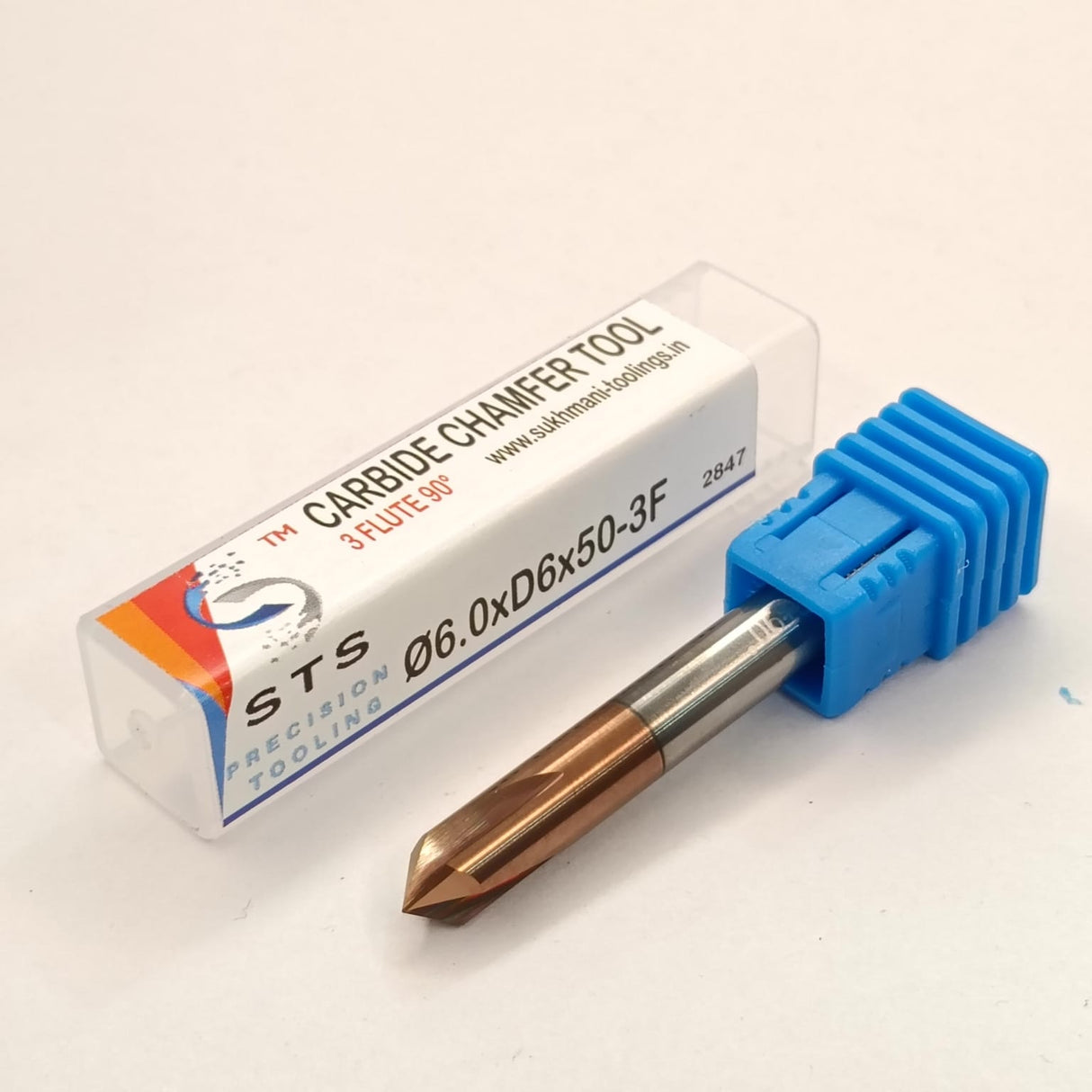 Carbide chamfer tool with blue handle