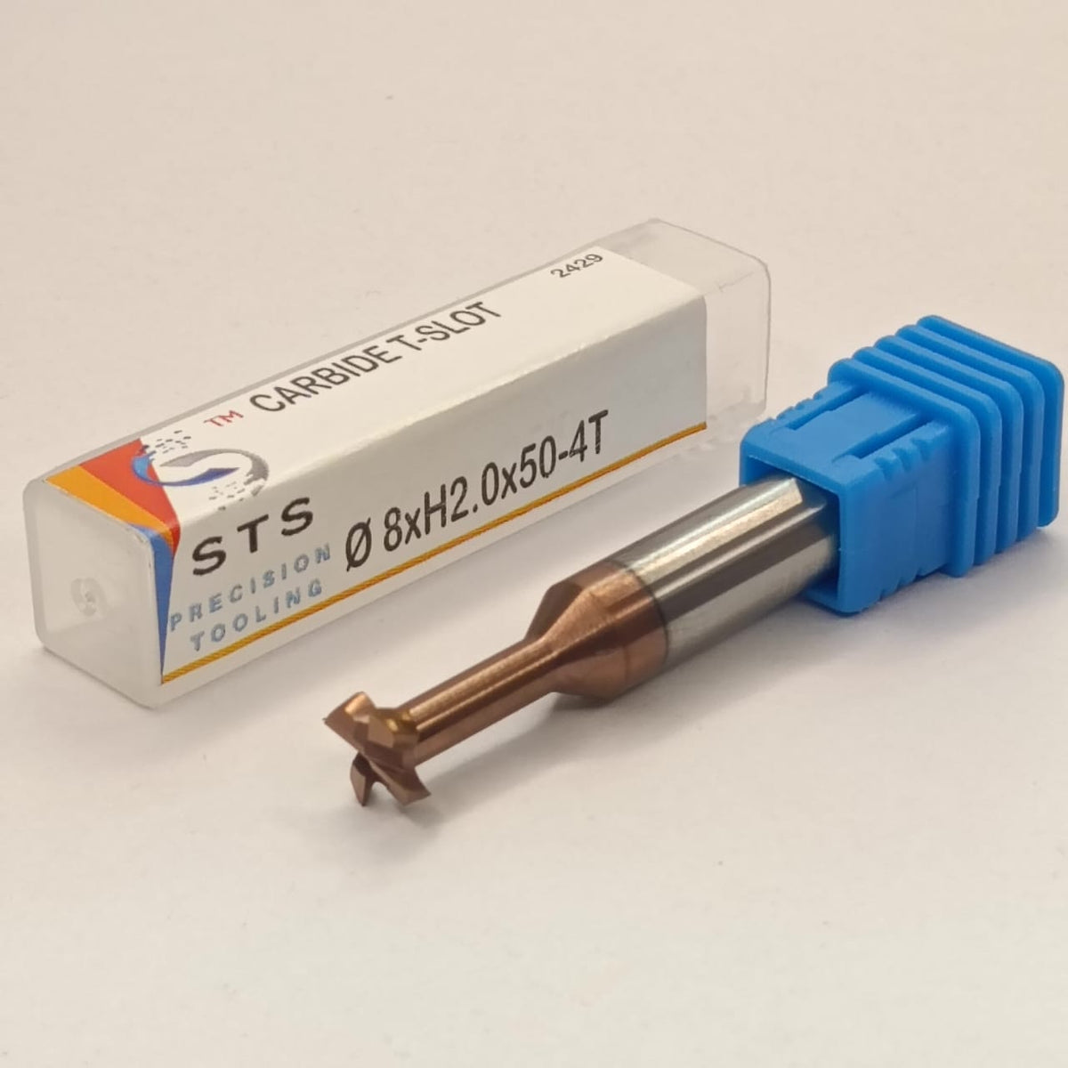 Carbide tool with blue handle and packaging
