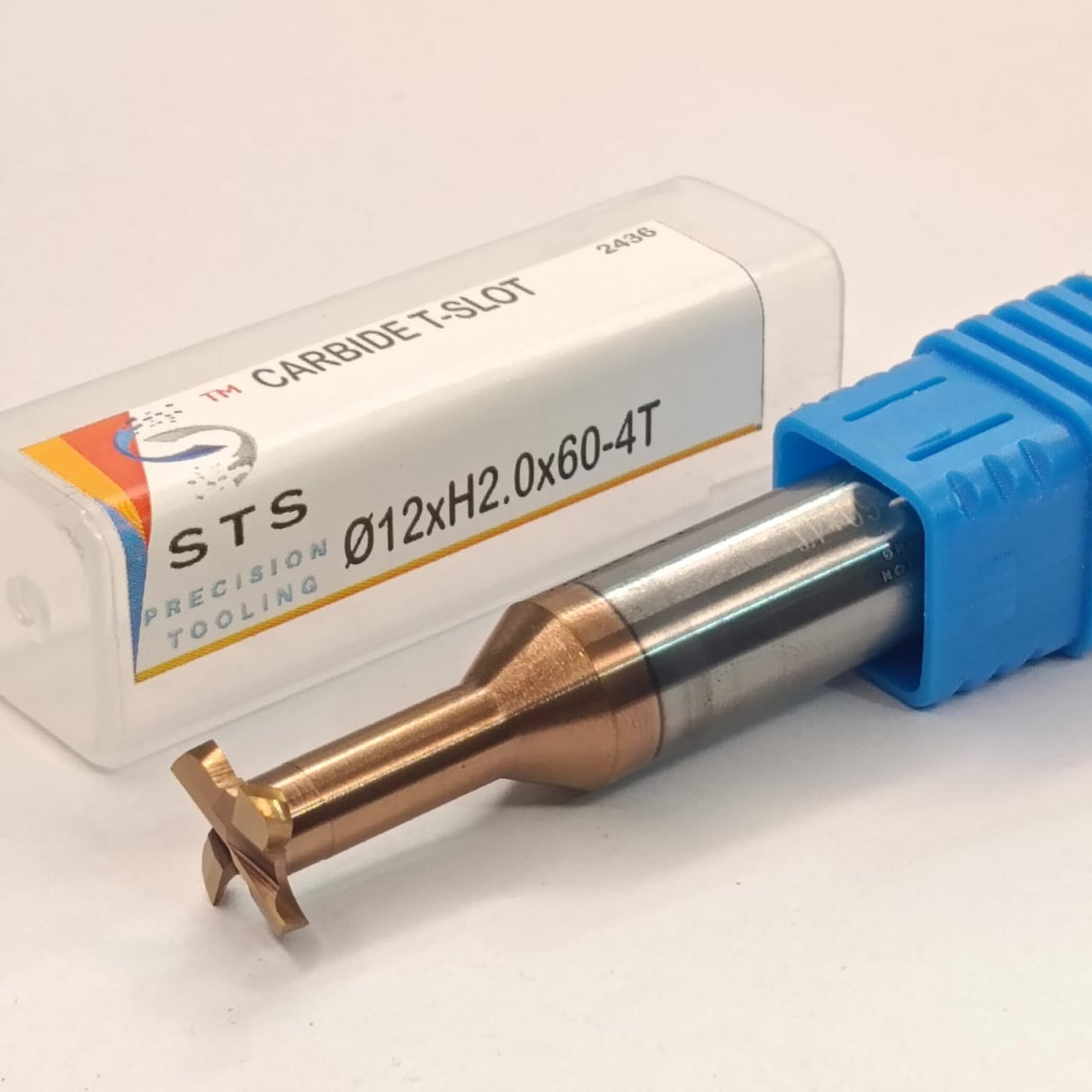 Precision tool bit with blue handle and visible branding