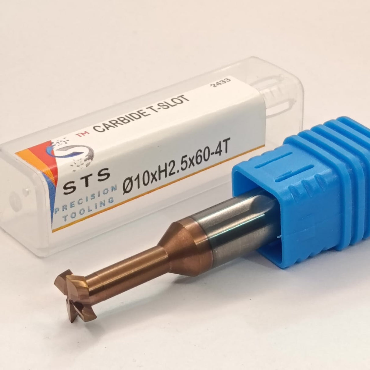 Carbide tool with blue handle and white packaging