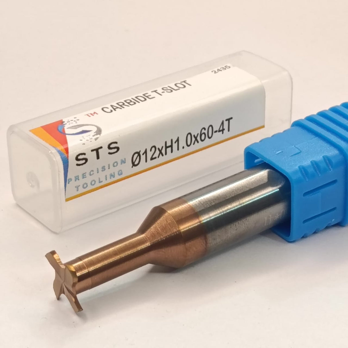 Carbide tool with blue handle and white packaging