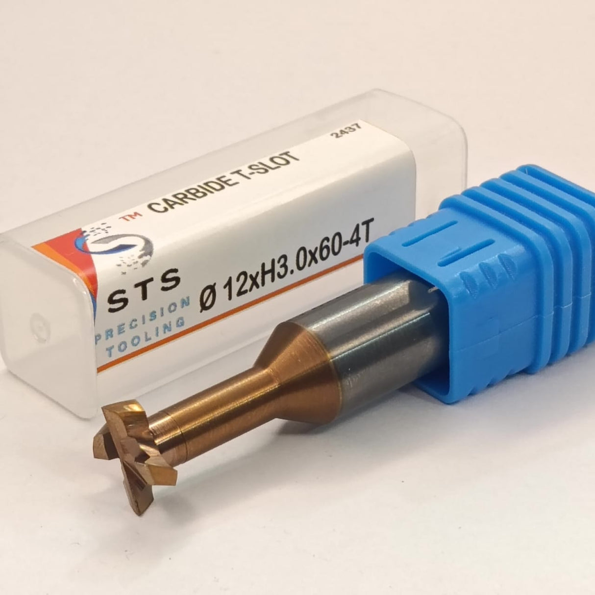 Carbide tool with blue handle and white packaging