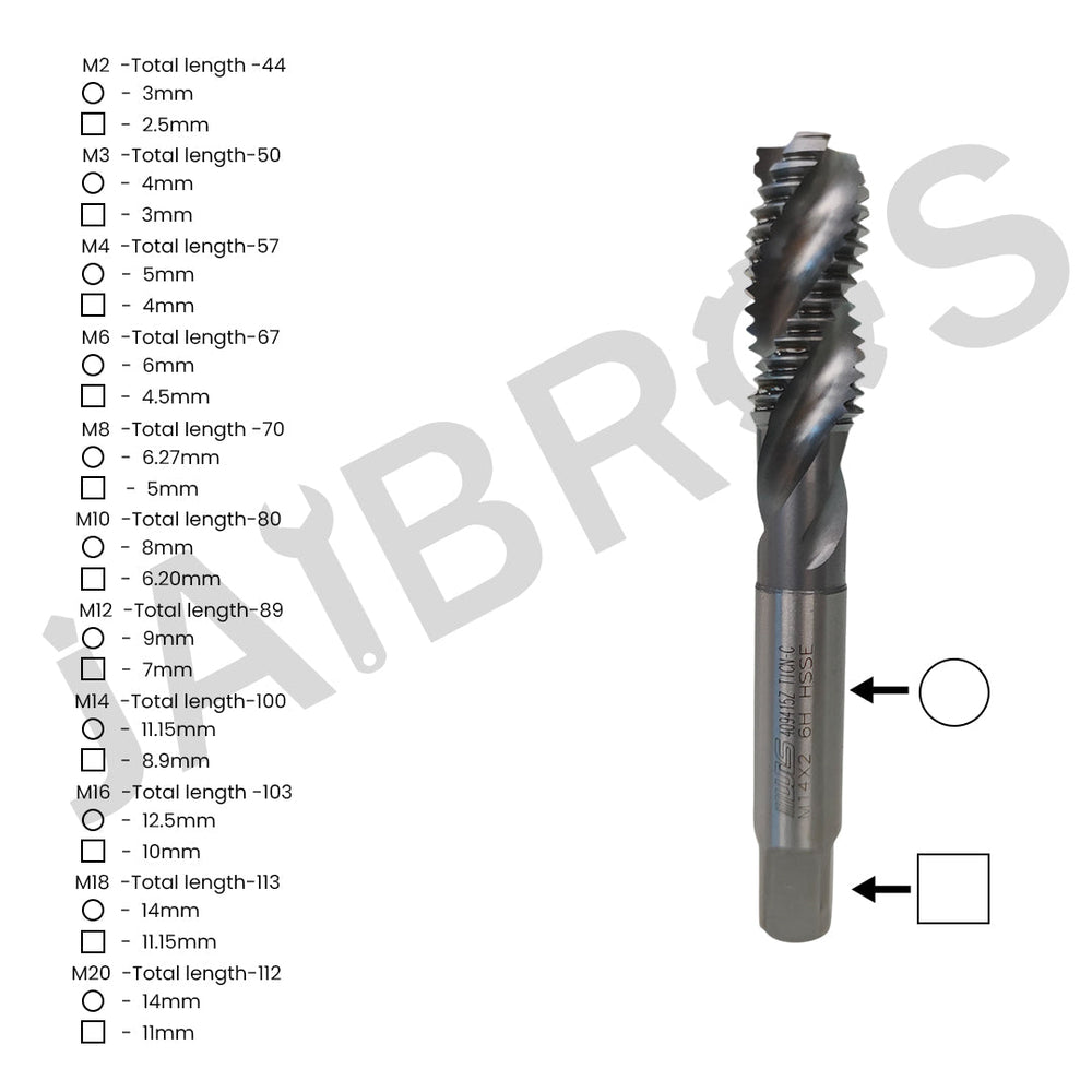 HSS Taps SPIRAL M2 AND M35 Grade