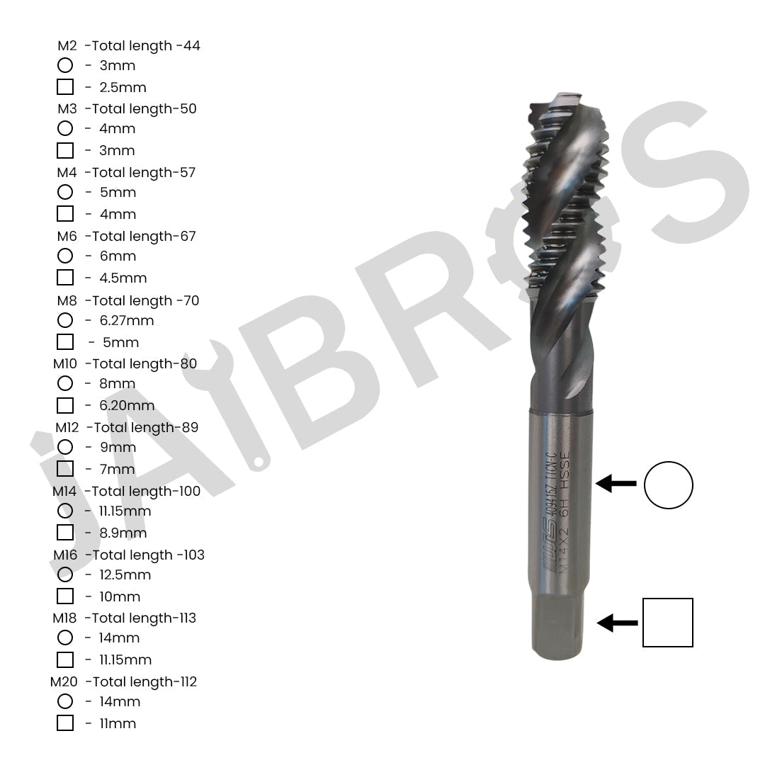 HSS Taps SPIRAL M2 AND M35 Grade