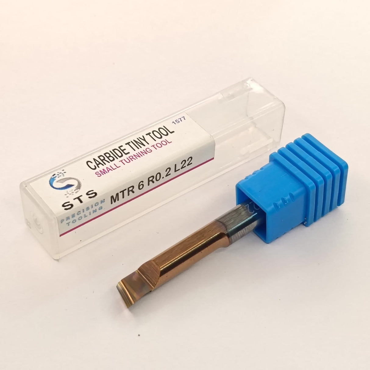 Carbide turning tool with blue handle