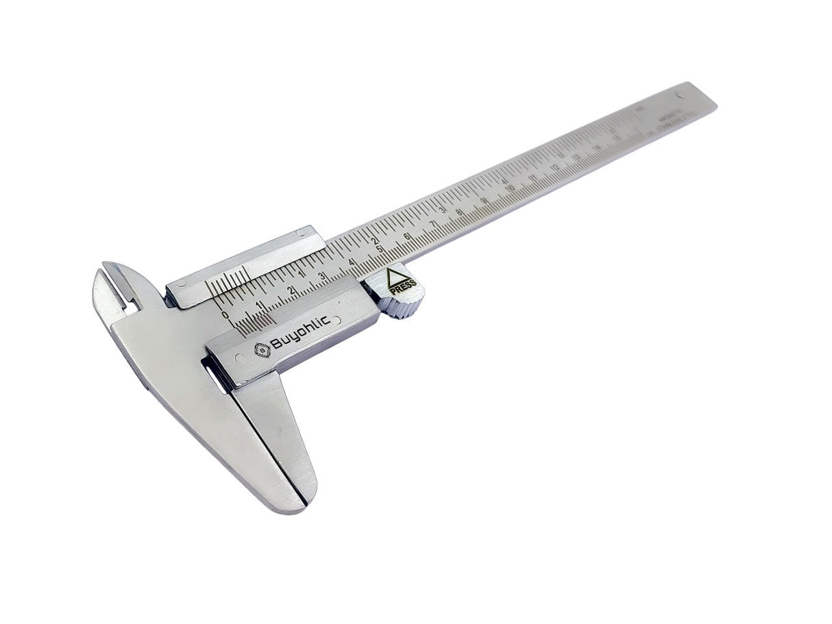Stainless steel vernier caliper precision measuring tool close view