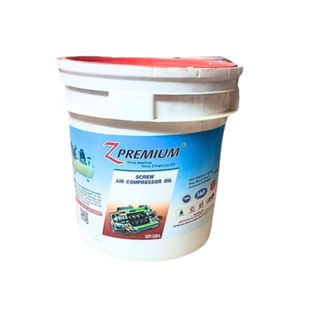 White bucket of Z Premium screw air compressor oil