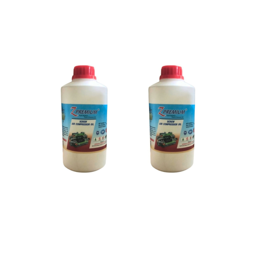 Two bottles of premium air compressor oil