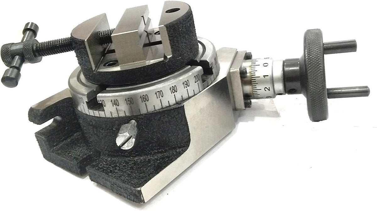 HV 4" (100 mm) Regular Milling Indexing Horizontal Vertical Rotary Table with Round Vice- Metal Working