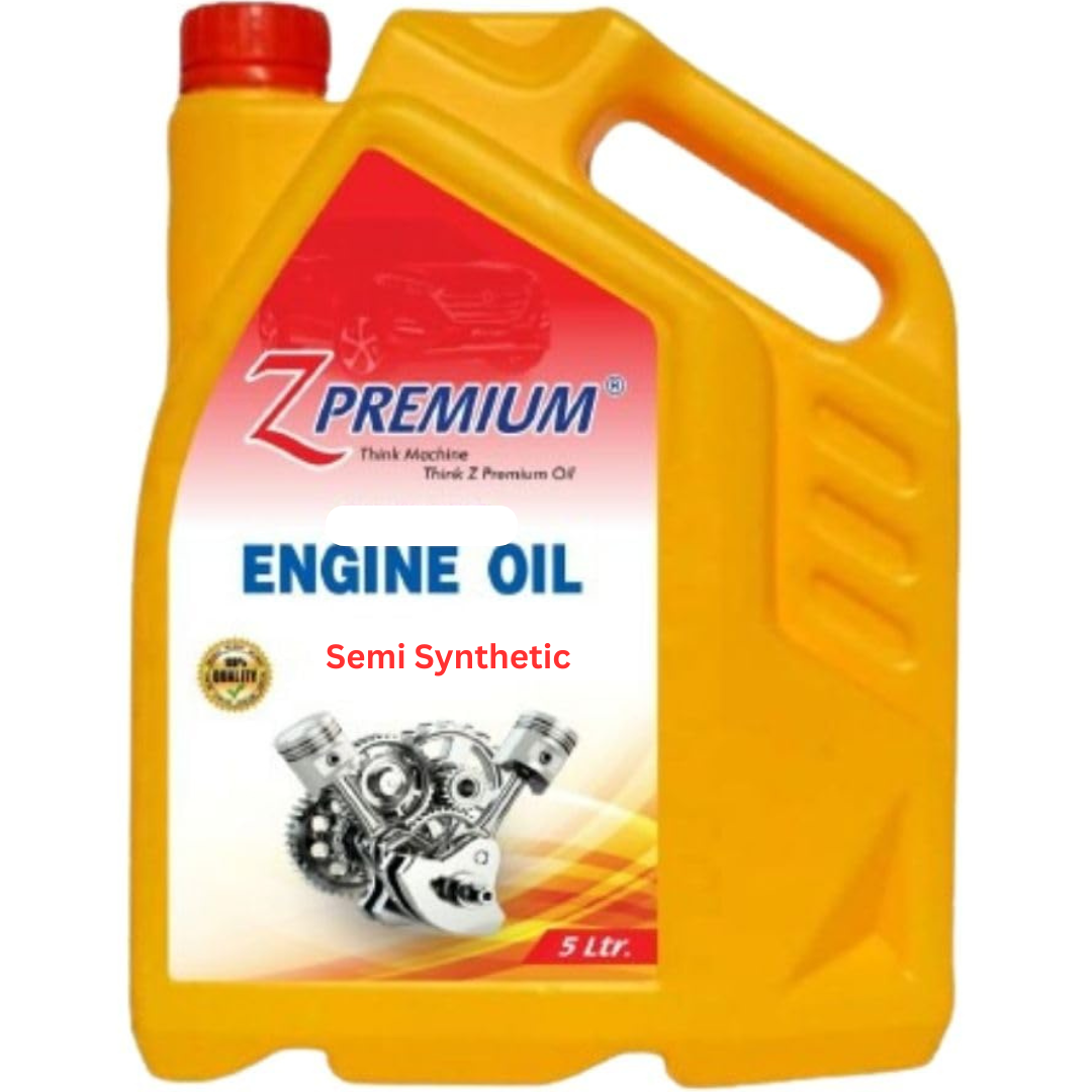 Yellow engine oil container with red cap