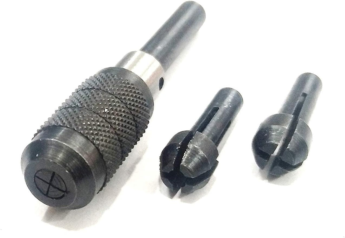 Black pin chuck mini hand drill with two interchangeable collets