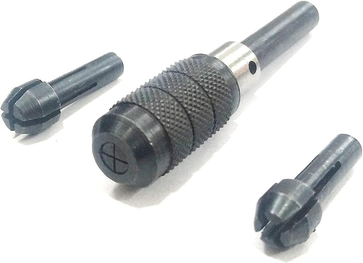Black pin chuck mini hand drill with interchangeable split collets