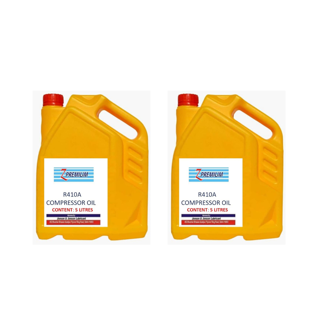 Two yellow containers of R410A compressor oil
