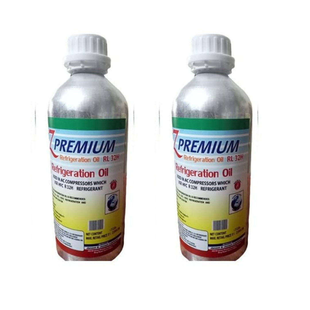 Two bottles of premium refrigeration oil