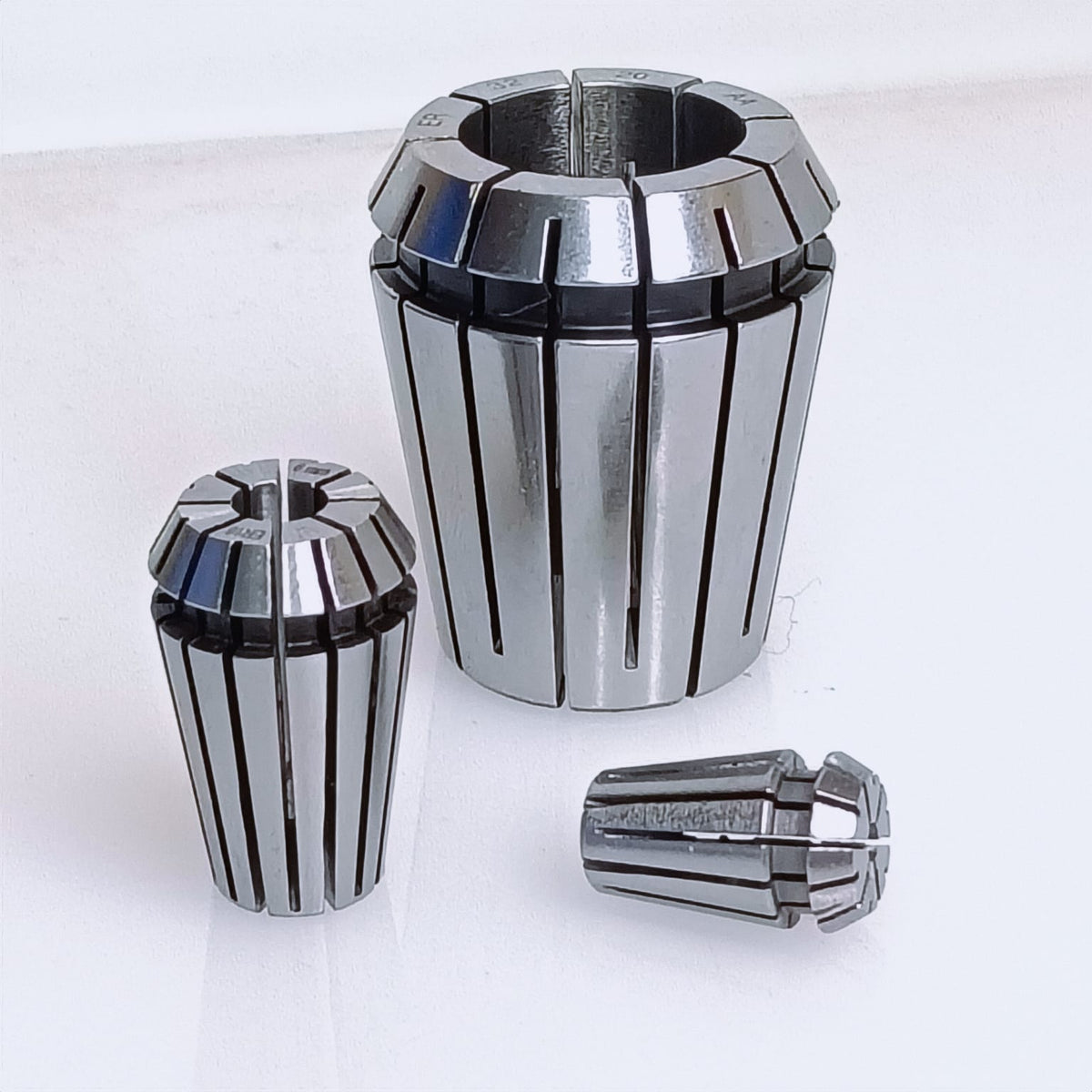 three metal collets