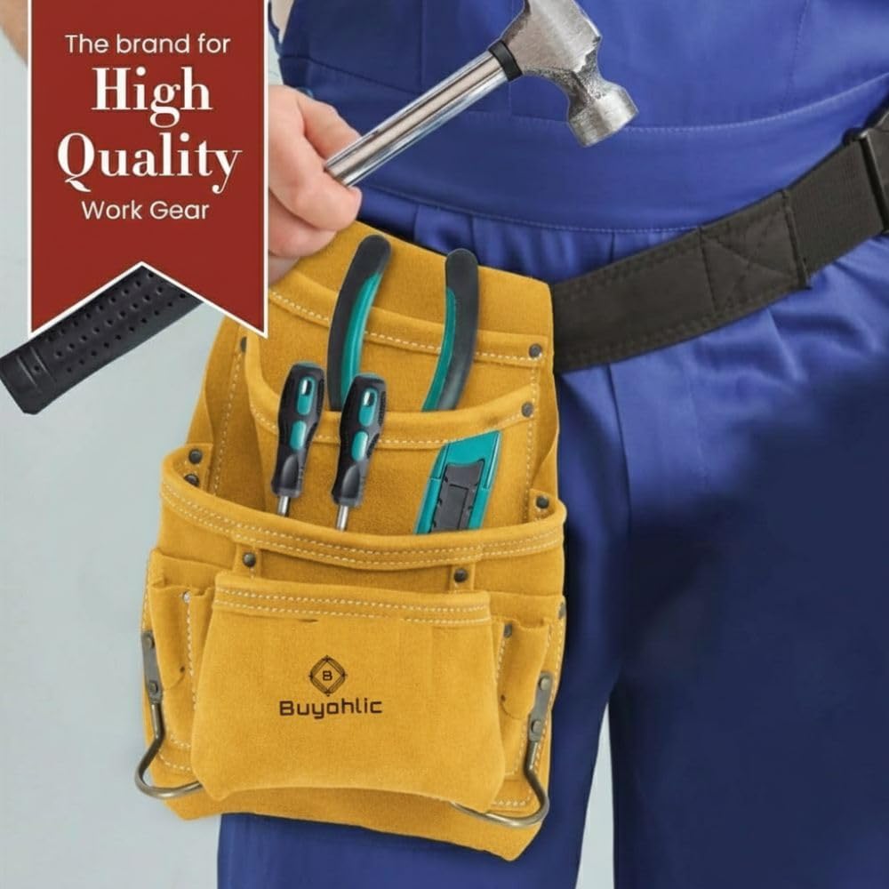 Worker wearing tool belt