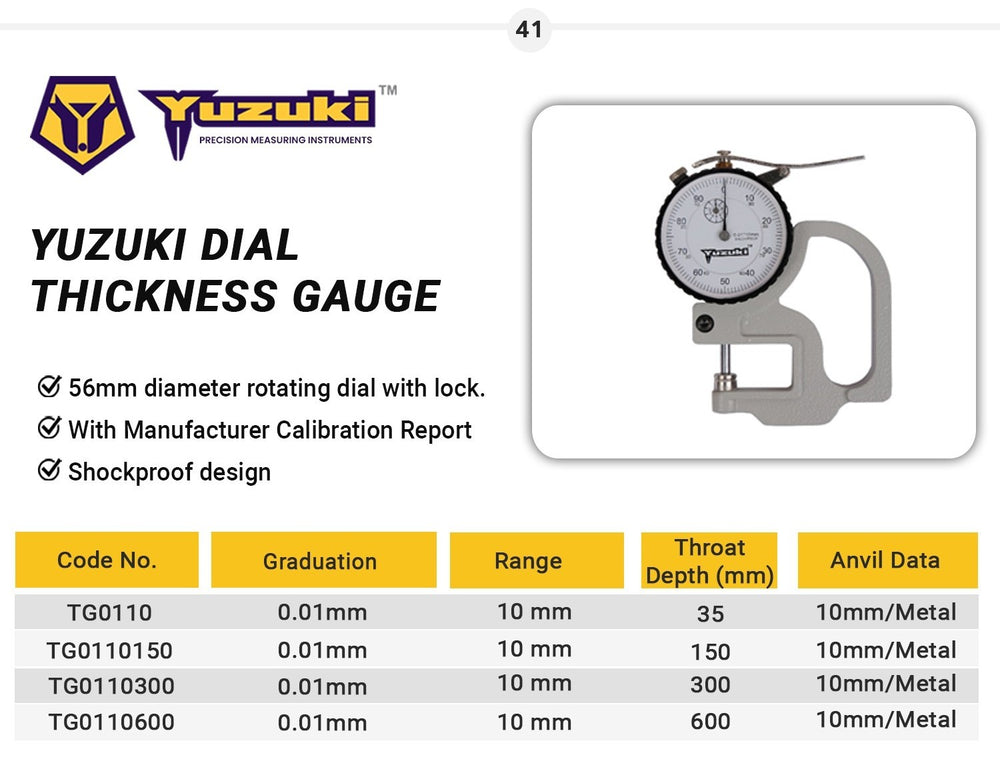 YUZUKI Dial Thickness Gauge