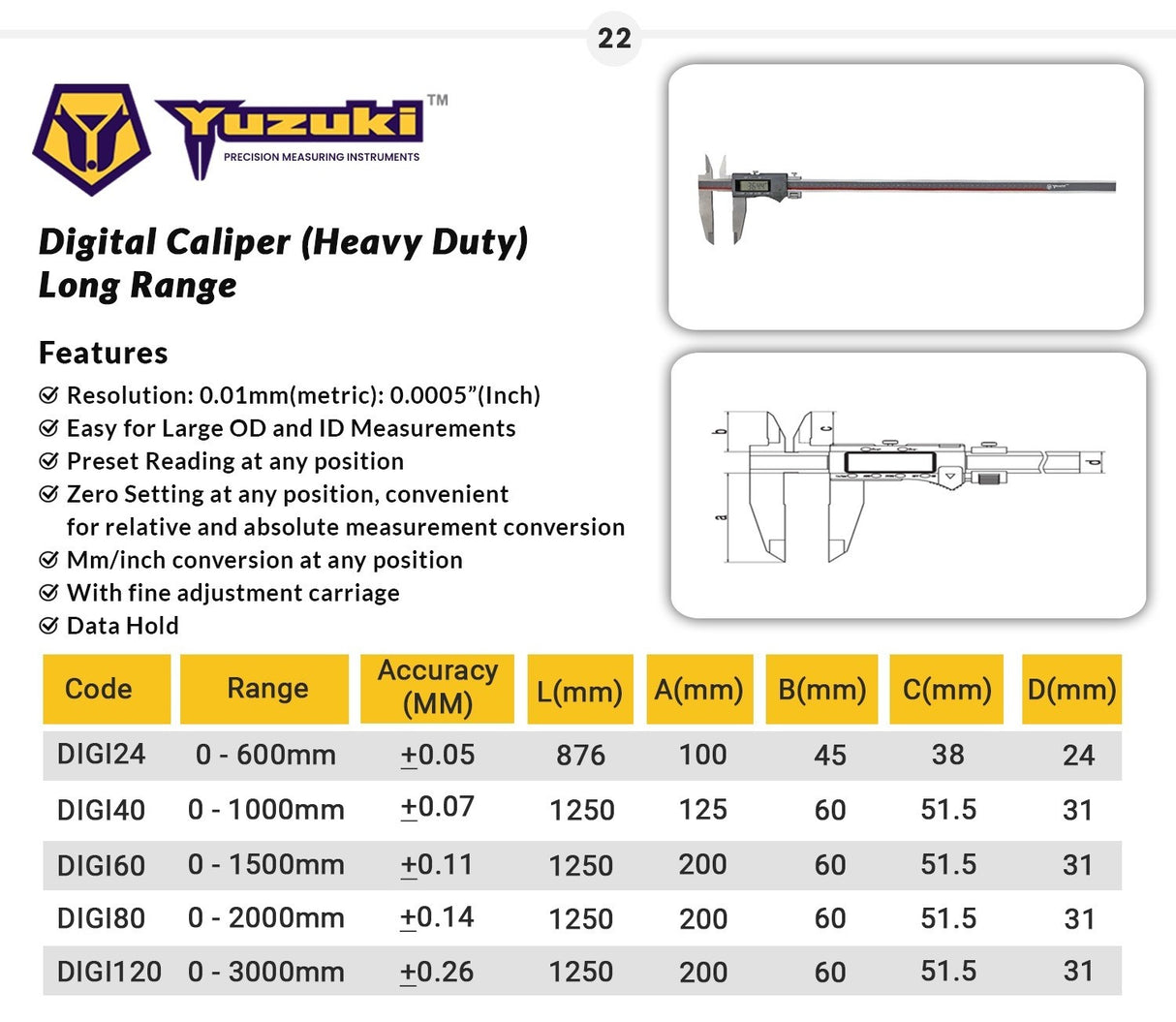 Buy Yuzuki 1000mm Digital Caliper Heavy Duty | Jaibros