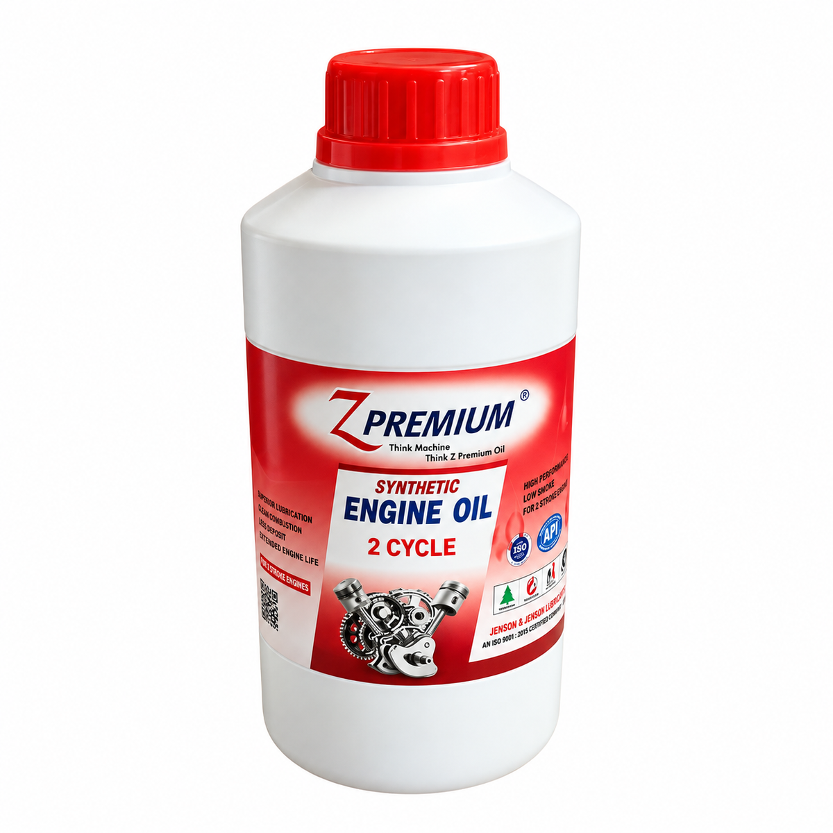 Z Premium 2-cycle synthetic engine oil white bottle with red cap
