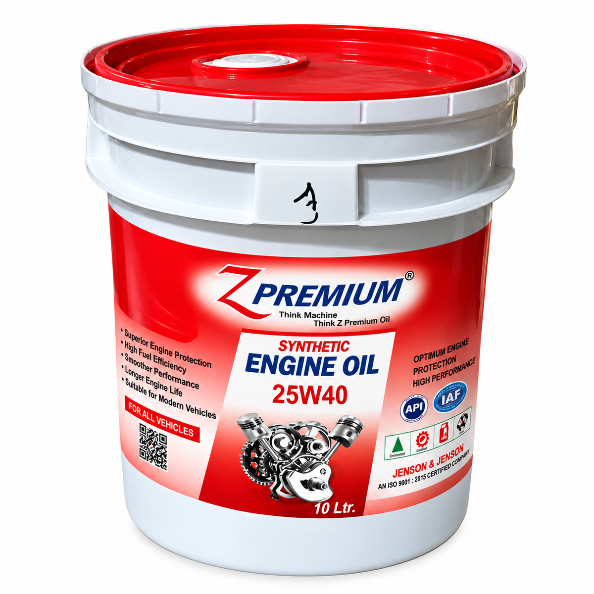 Z Premium 25W40 synthetic engine oil 10 liter bucket with red lid