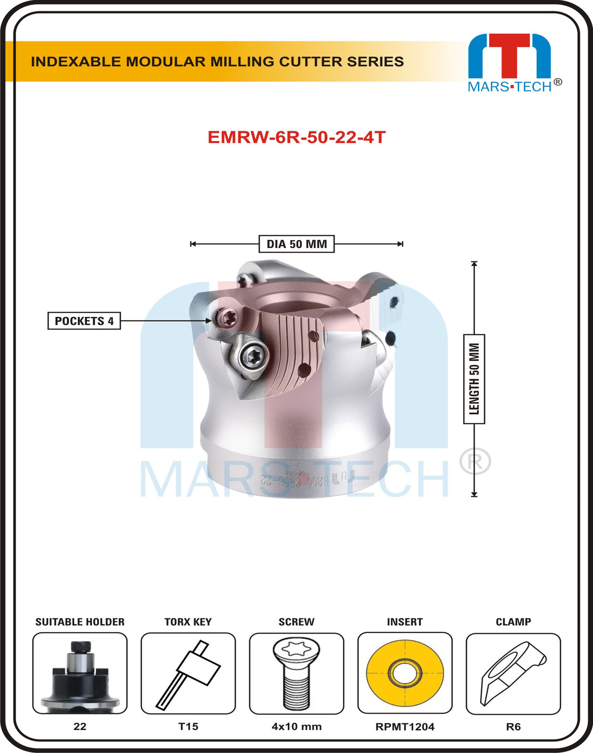50mm Bull Cutter for RPMT1204 Inserts