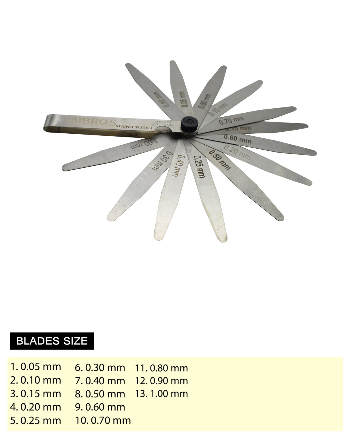 20-blade feeler gauge