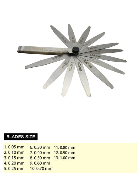 20-blade feeler gauge