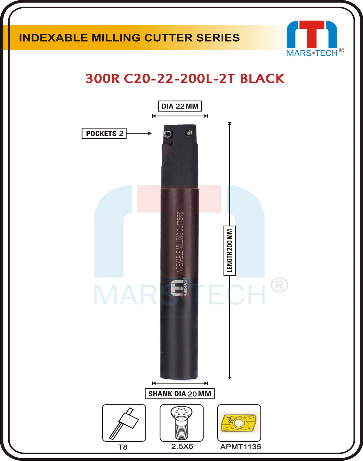 2-pocket endmill 22 mm