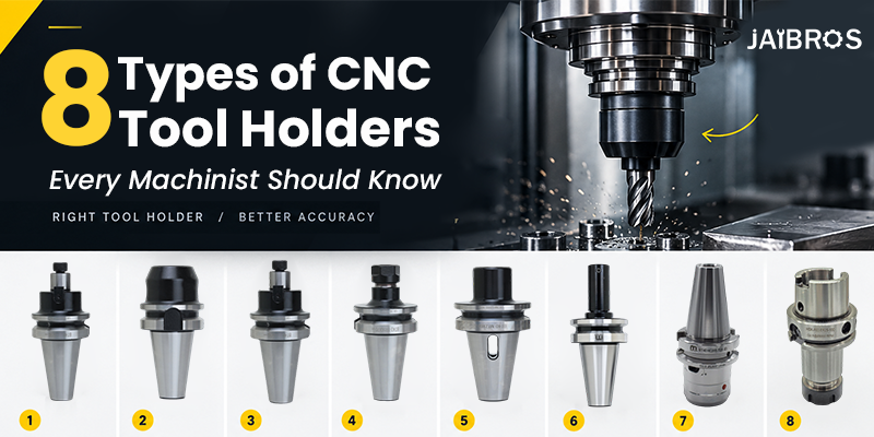  Different types of CNC tool holders including BT, HSK, CAT, ER collet chuck and hydraulic holders