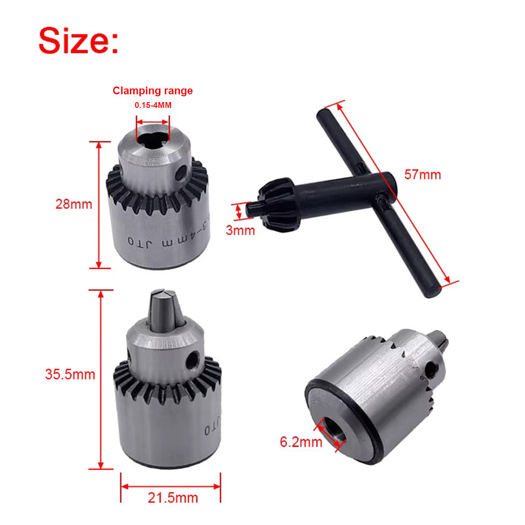 Key type Drill Chuck 0.15-4mm JT0 Taper Light Duty Pack of 1