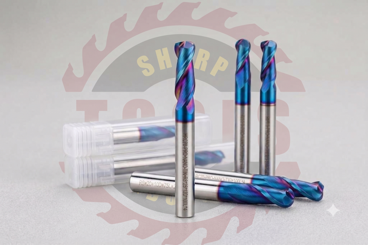 Iridescent coated carbide end mill set
