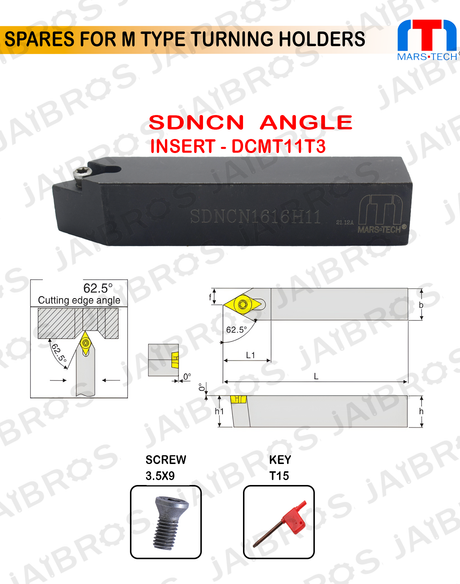 SDNCN DCMT11T3 turning holder pack of 1	