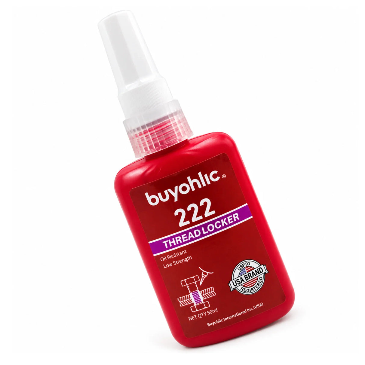Thread Locker Red 222 -50ml Low Strength Oil Resistant Removable Thread Lock Glue for Nuts, Bolts, & Fasteners,Screw Glue to Prevent Loosening & Corrosion
