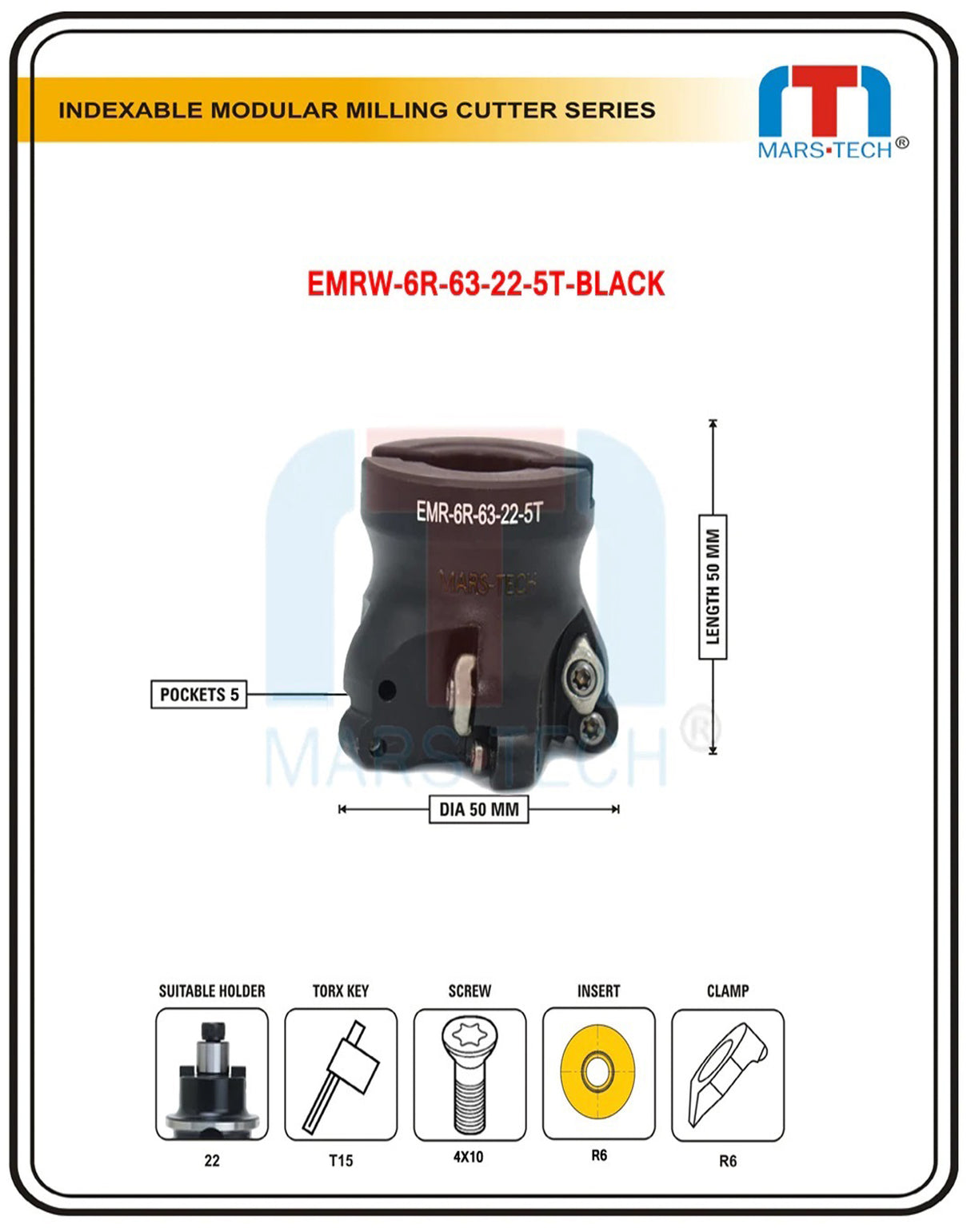 R6 Bull Cutter RPMT1204 For Dia 50/63/80/100/125/160 Mould Facing Cutter pack of 1