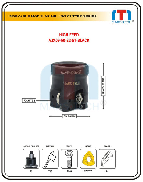JDMW 09/12 Indexable Inserted High Feed Cutter Dia 50mm pack of 1