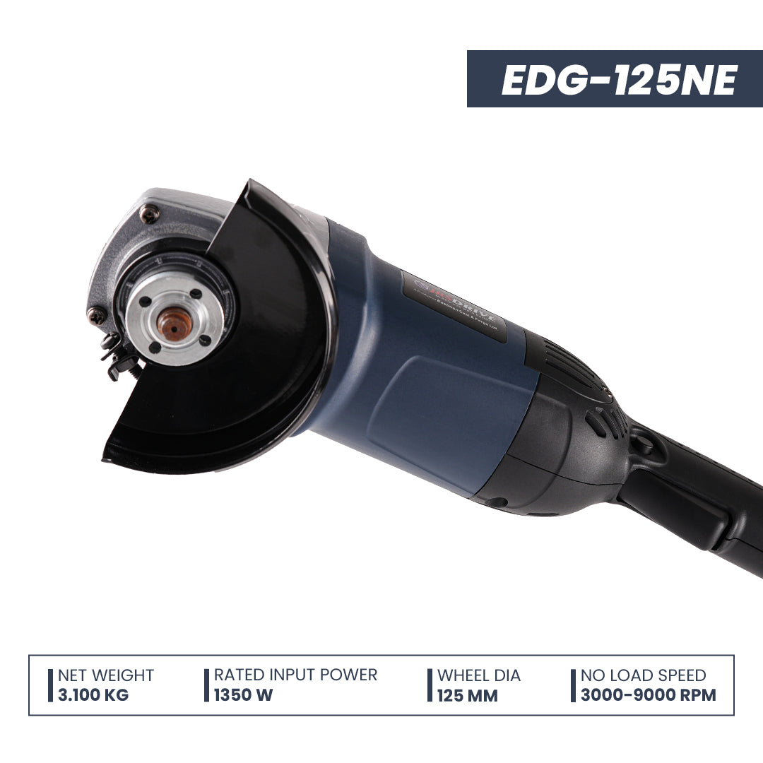 Heavy Duty Angle Grinder with 125 Mm Wheel Dia, 3000-9000 Rpm, 1350W, Single Speed model (EDG-125NE)