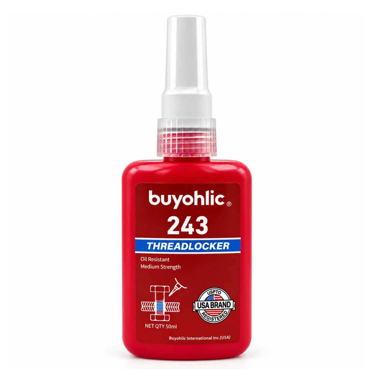 Thread Locker Red 271 -50ml Removable Thread Lock Glue for Nuts, Bolts, & Fasteners, High Strength Low Viscosity Screw Glue to Prevent Loosening & Corrosion